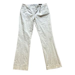 Express Columnist Barely Boot White Cotton Sateen Pants